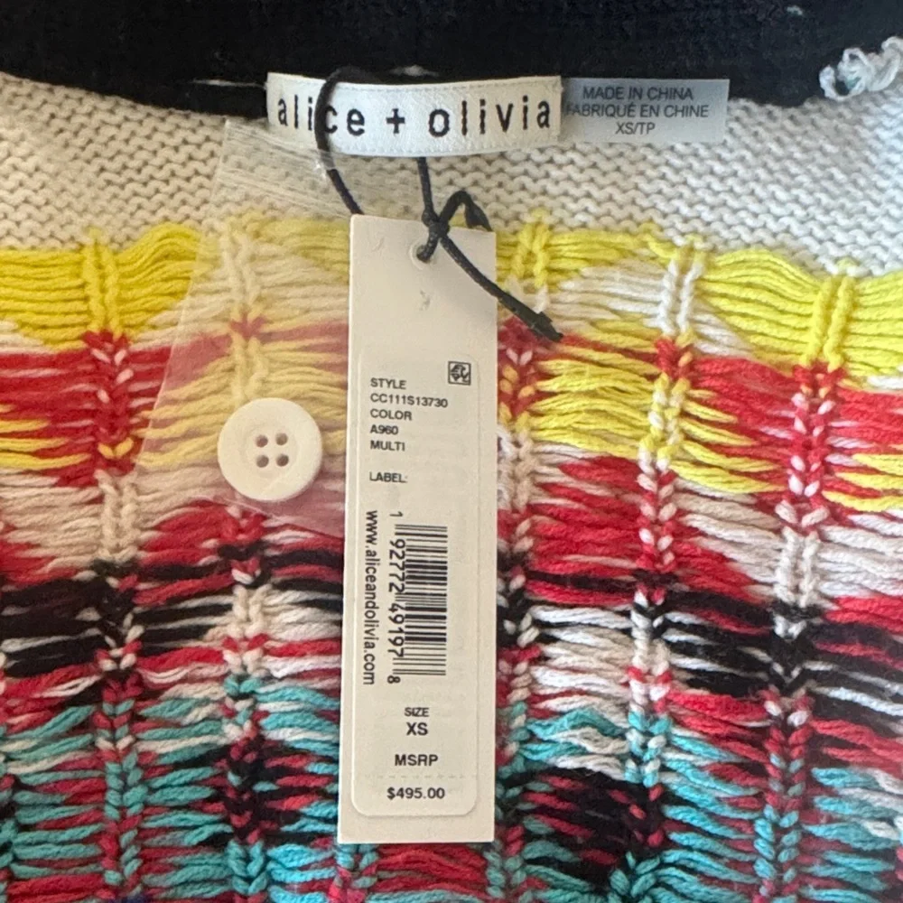 Alice + Olivia Jenn Fair Isle Cardigan Size XS